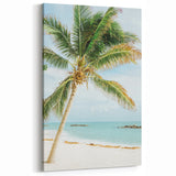 Leaning Palm Tree on Beach – Tropical Summer Wall Art
