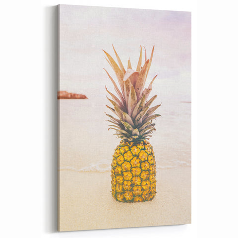 Tropical Pineapple on Beach – Vibrant Summer Wall Art