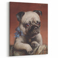 Vintage Animal Art – Adorable Pug with Bow in Classic Portrait