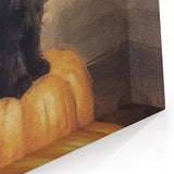 Spooky Wall Art - Black Cat & Pumpkin Vintage Halloween Print