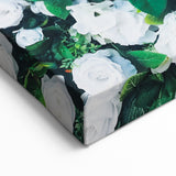 White Roses Floral Spring Wall Art - Botanical Canvas Decor