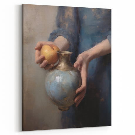 Vintage Portrait Art - Still Life Hands with Vase Wall Decor