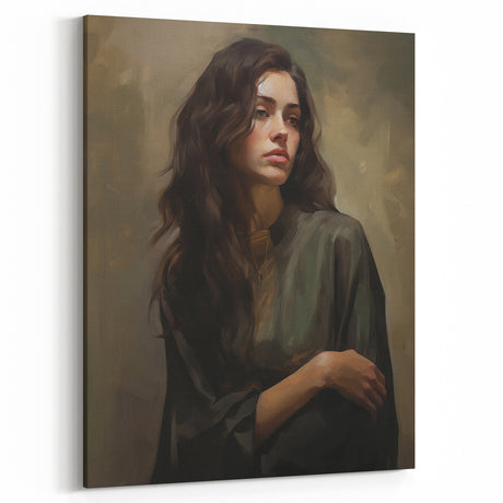 Classic Portrait Artwork - Timeless Woman in Deep Tones Wall Art