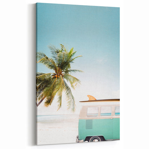 Beach Wall Art - Vintage Surf Van Summer Landscape Wall Art
