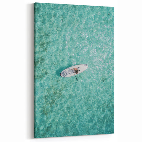 Beach Wall Art - Paddleboard on Clear Ocean Summer Canvas Art