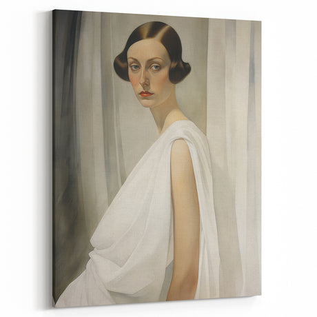 Elegant Vintage Portrait - Art Deco Woman in White Wall Art
