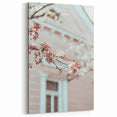 Pink Blossoms with Vintage House - Spring Wall Art Floral Canvas
