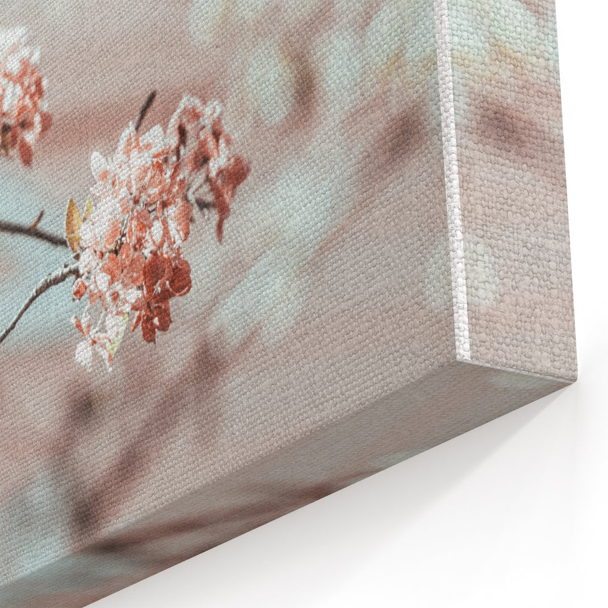 Pink Blossoms with Vintage House - Spring Wall Art Floral Canvas