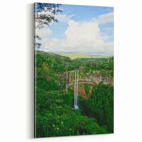 Majestic Waterfall in Green Forest - Spring Wall Art Landscape Canvas