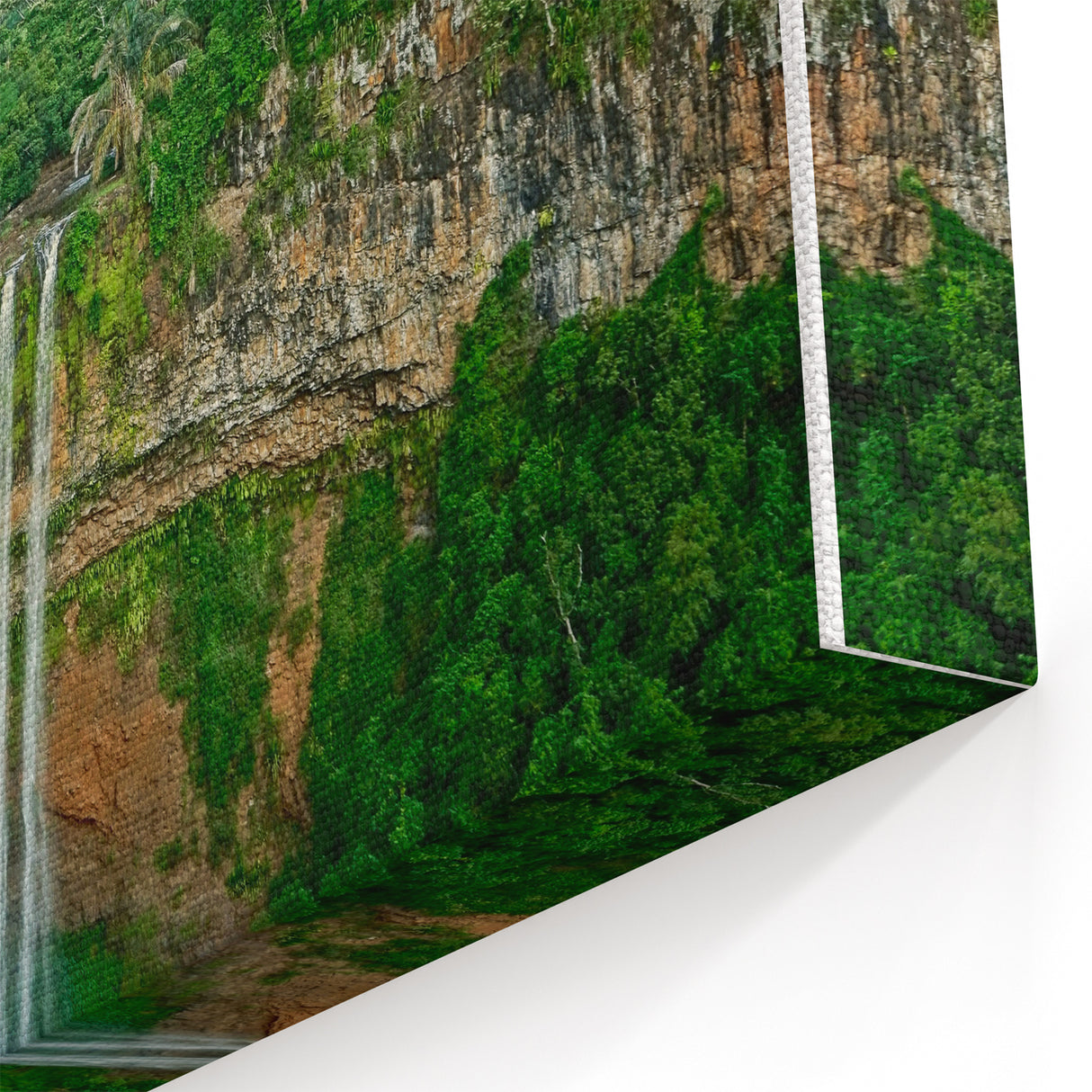 Majestic Waterfall in Green Forest - Spring Wall Art Landscape Canvas