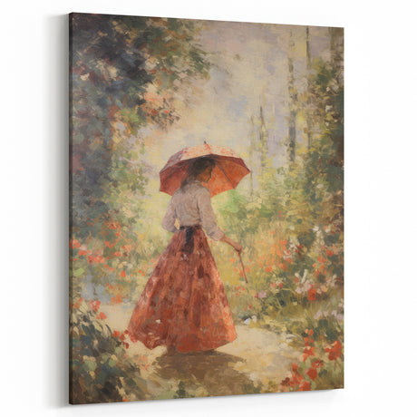 Vintage Portrait Art - Elegant Retro Lady in Garden Canvas Print