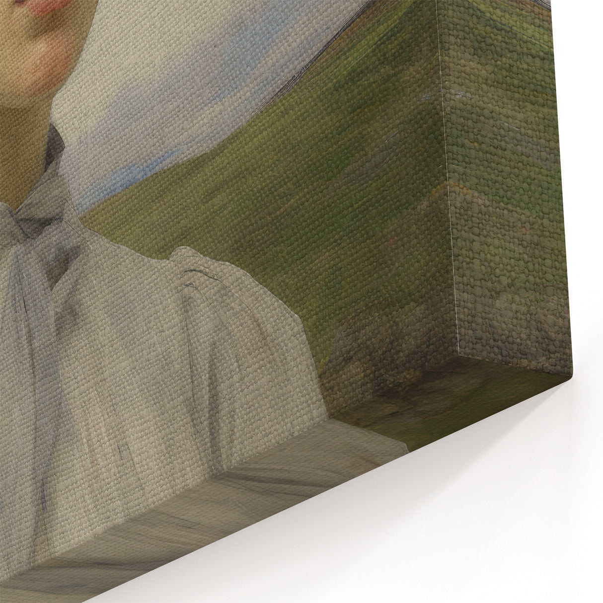 Classic Portrait Artwork - Vintage Lady with Blue Scarf Canvas