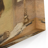 Vintage Portrait Art - Woman Writing by Lamp Antique Canvas