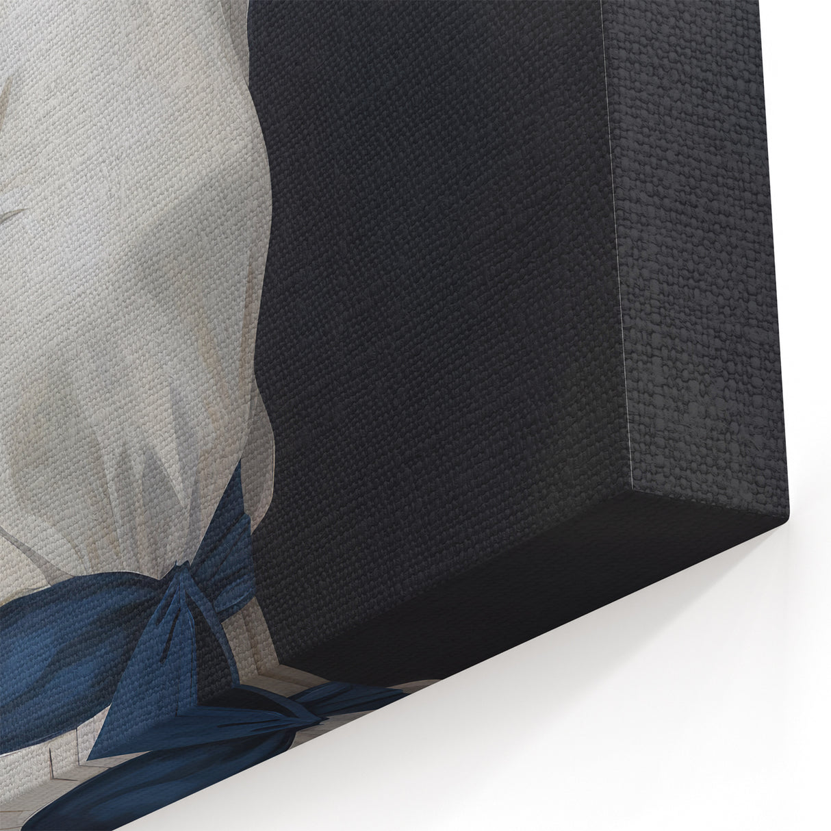 Classic Portrait Artwork - Elegant Woman in White with Blue Sash