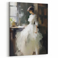 Vintage Portrait Art - Elegant Lady in White by Window Canvas