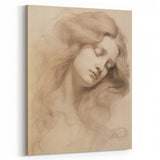 Classic Portrait Artwork - Ethereal Woman Pencil Sketch Canvas
