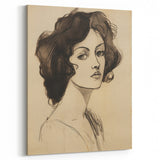 Classic Portrait Artwork - Bold Charcoal Sketch of Vintage Woman