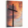 Spring Art Prints – Inspirational Cross at Sunset Canvas Wall Art