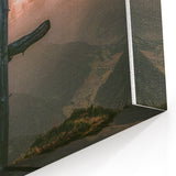 Spring Landscape Wall Art – Rustic Cross at Sunset Canvas Print