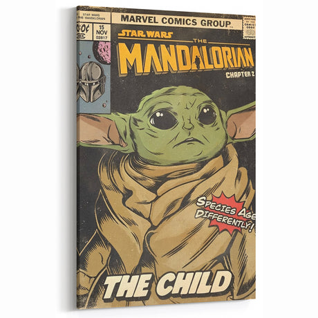 Vintage Comics Wall Art – The Mandalorian The Child Retro Poster