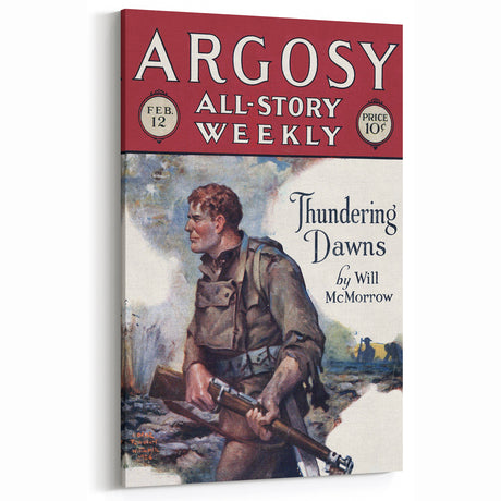 Vintage Magazine Cover Art - Argosy Thundering Dawns Retro Prints for Home Decor