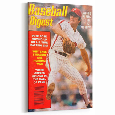 Vintage Baseball Digest Magazine Cover Art - Tug McGraw Retro Prints for Home Decor