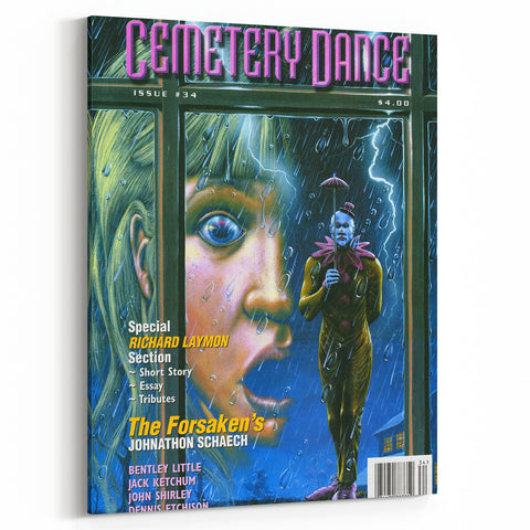 Vintage Cemetery Dance Cover Art – Clown in the Rain Retro Print