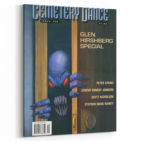 Vintage Cemetery Dance Cover Art – Horror Monster Behind Door Retro Print