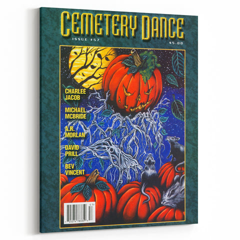Vintage Cemetery Dance Cover Art – Halloween Pumpkin Retro Print