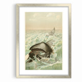 Vintage Animal Art: Whales in Ocean Waves | Antique Wildlife Prints