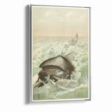 Vintage Animal Art: Whales in Ocean Waves | Antique Wildlife Prints