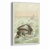 Vintage Animal Art: Whales in Ocean Waves | Antique Wildlife Prints