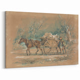 Vintage Animal Art: Horse and Cart – Retro Wildlife Illustration