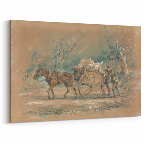 Vintage Animal Art: Horse and Cart – Retro Wildlife Illustration