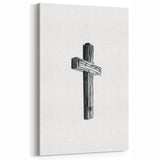 Minimalist Wooden Cross - Black & White Spring Wall Art for Peace