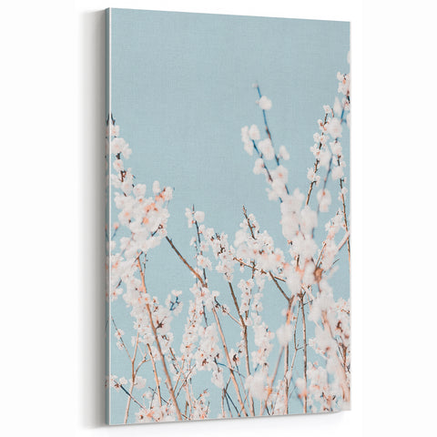 White Blossom Spring Wall Art – Elegant Botanical Canvas Print