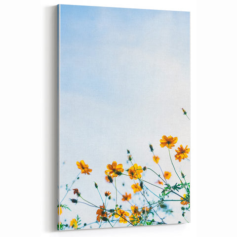 Golden Wildflower Spring Wall Art – Bright Floral Canvas Print