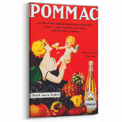 Vintage Pommac Poster – Retro Fruit Drink Ad Art with Playful Design