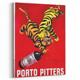 Vintage Porto Pitters Poster – Retro Wine Ad with Playful Tigers