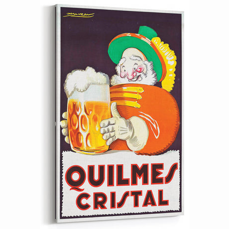 Vintage Quilmes Cristal Poster – Retro Beer Ad with Cheerful Character