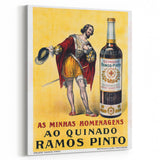 Vintage Quinado Ramos Pinto Poster – Retro Liqueur Ad with Nobleman