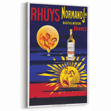 Vintage Rhüys Normand Poster – Retro Brandy Ad with Playful Design