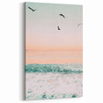 Serene Sunset Ocean - Summer Wall Art with Birds