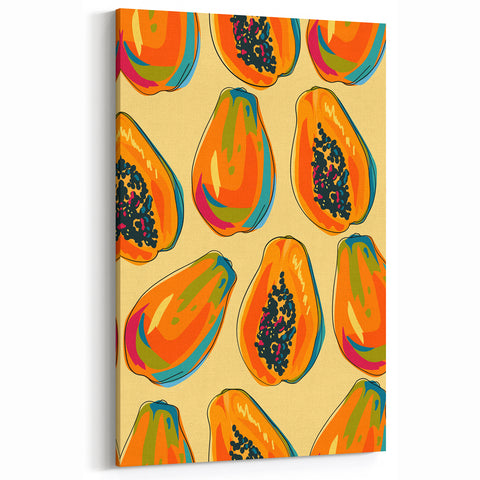 Fruit Canvas Art – Vibrant Papaya Wall Decor for Kitchen