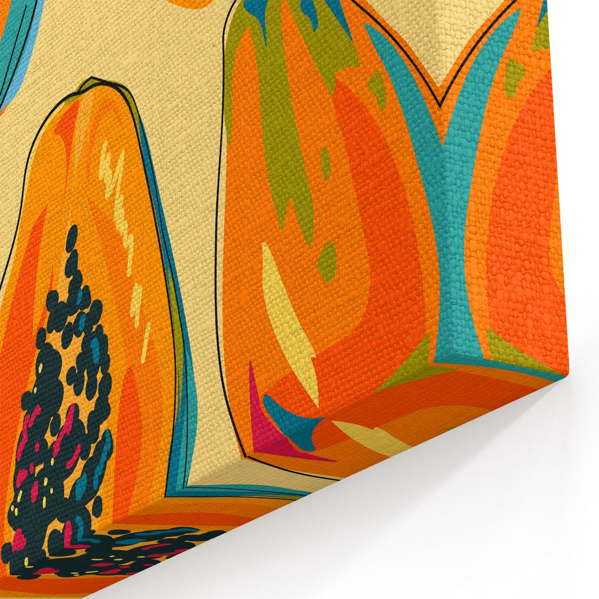 Fruit Canvas Art – Vibrant Papaya Wall Decor for Kitchen