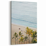 Surfers on the Beach - Summer Wall Art with Palm Trees