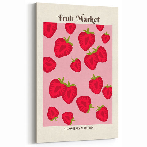 Fruit Wall Decor – Strawberry Market Art Print for Kitchen