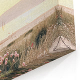 Golden Beach Sunset - Summer Wall Art with Wildflowers