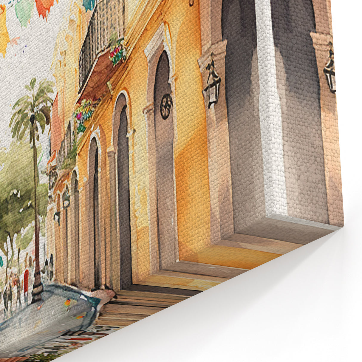 Mexican Fiesta Wall Art - Colorful Street Scene with Papel Picado