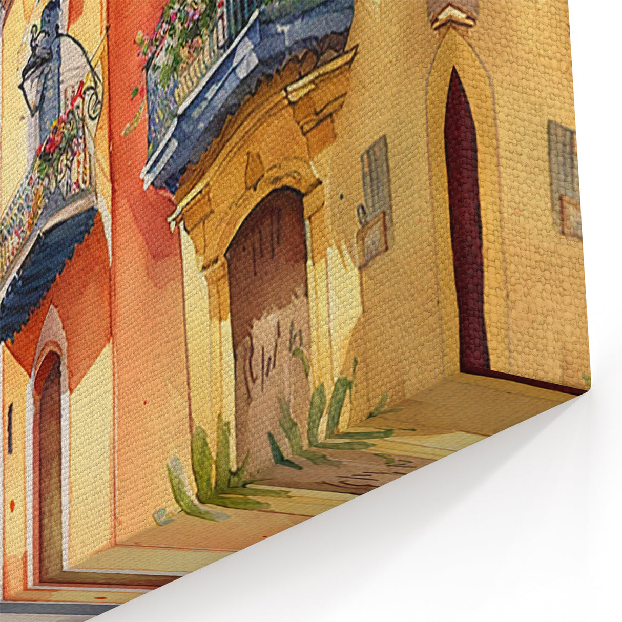 Mexican Party Wall Art - Colorful Street with Papel Picado Banners